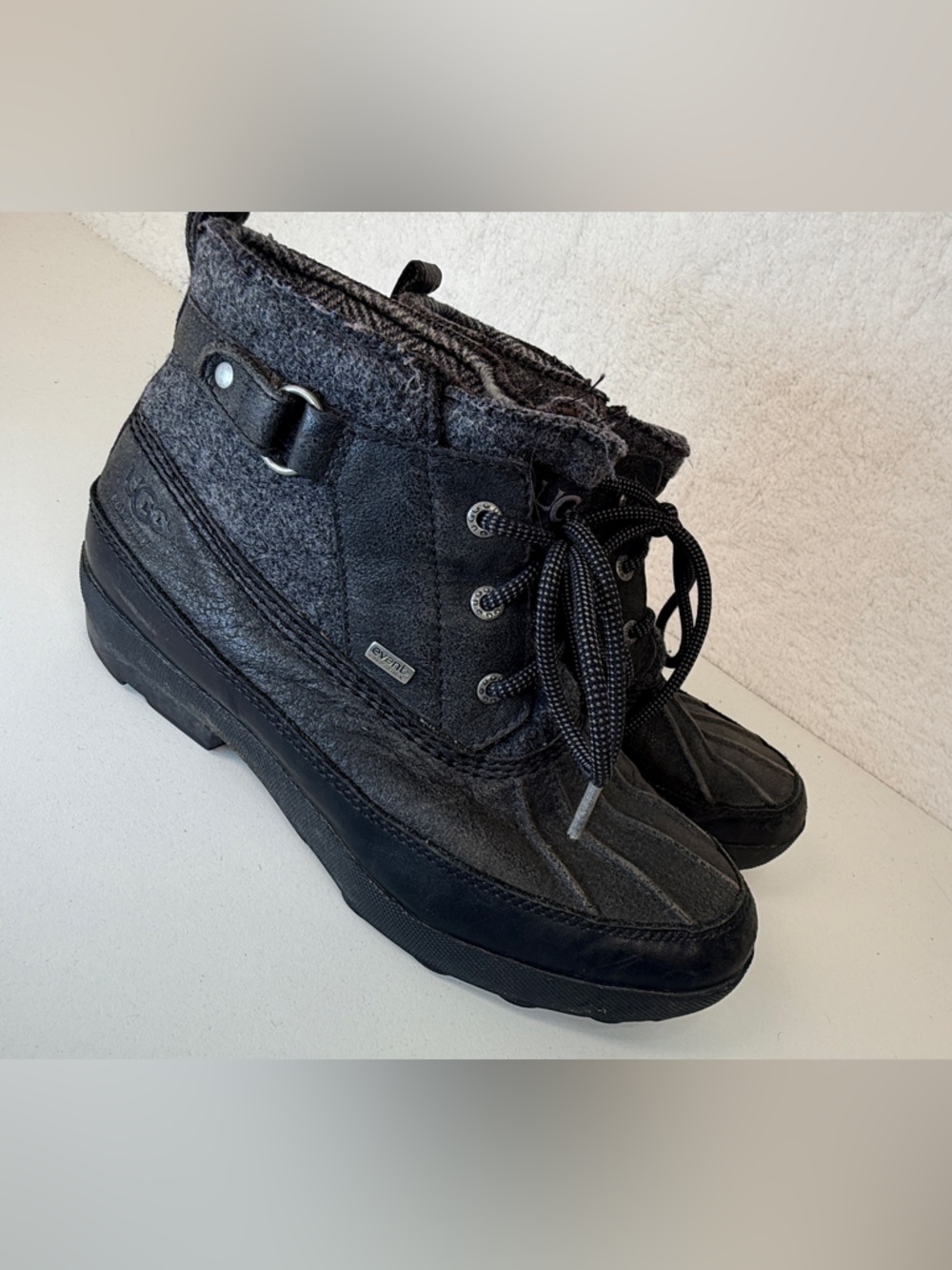 UGG Australia Waterproof Duck Boots Wool Lined Black Womens Size 9 - Picture 6 of 15